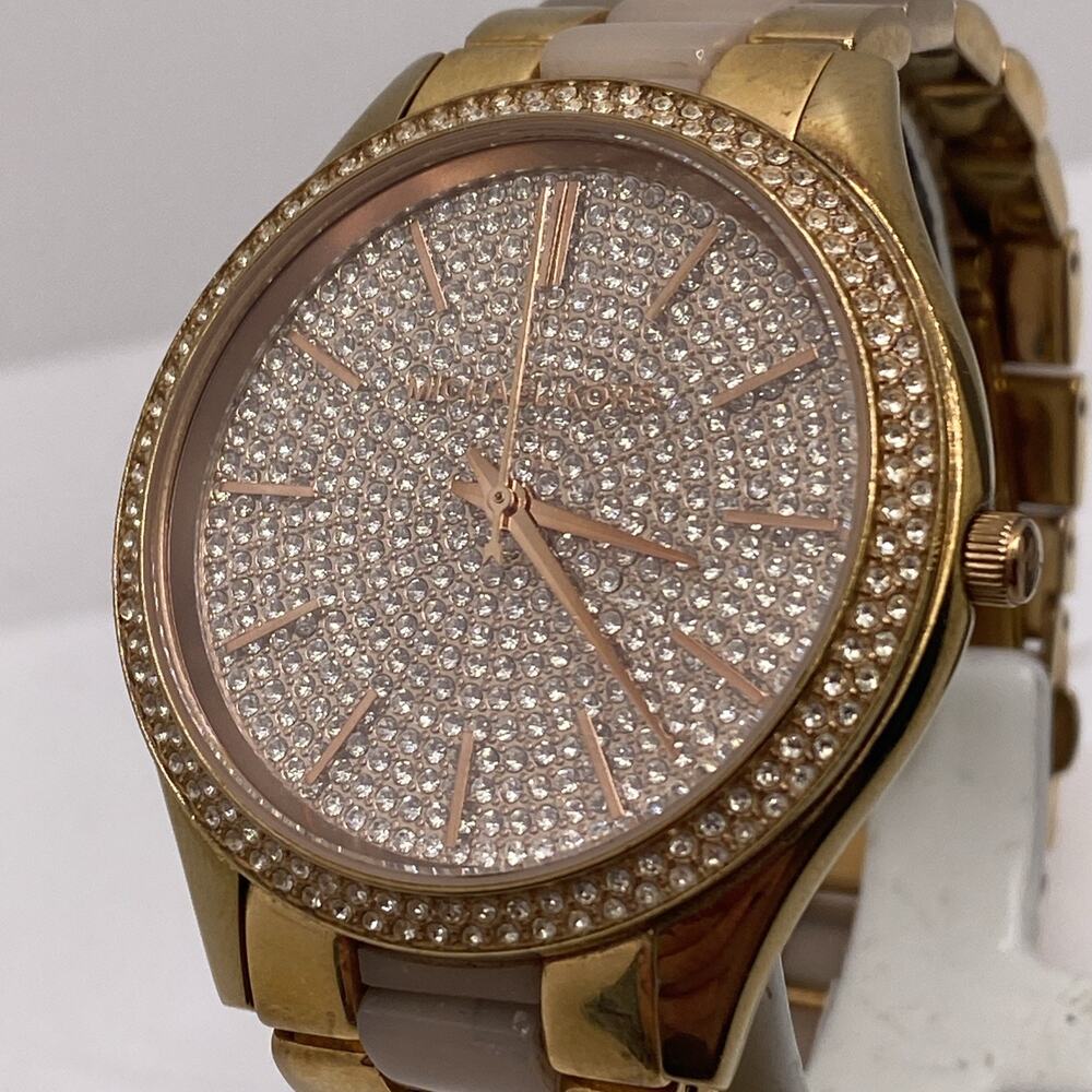 MK Womens Rose Gold Watch Works New Battery